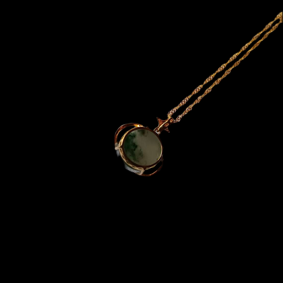#823 AGL Certified Semi-Transparent Burma Jadeite, Dolphin Peace Pendant (Wu Shi Pai)