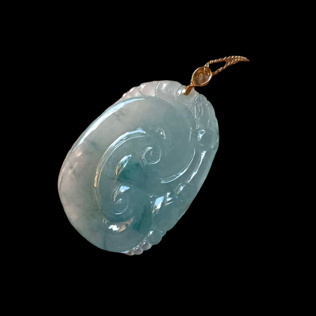#821 AGL Certified Semi-Transparent Natural Burma Jadeite RuYi Pendant