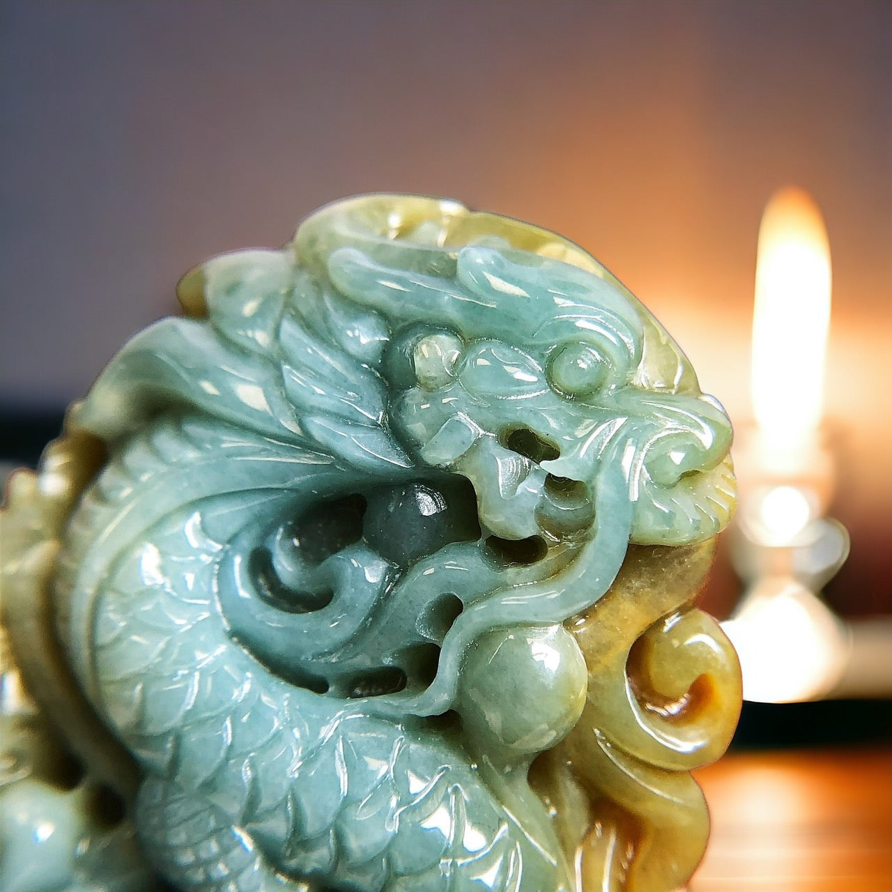 #158 GIA Certified Natural Green and Yellow Jadeite Dragon Pendant