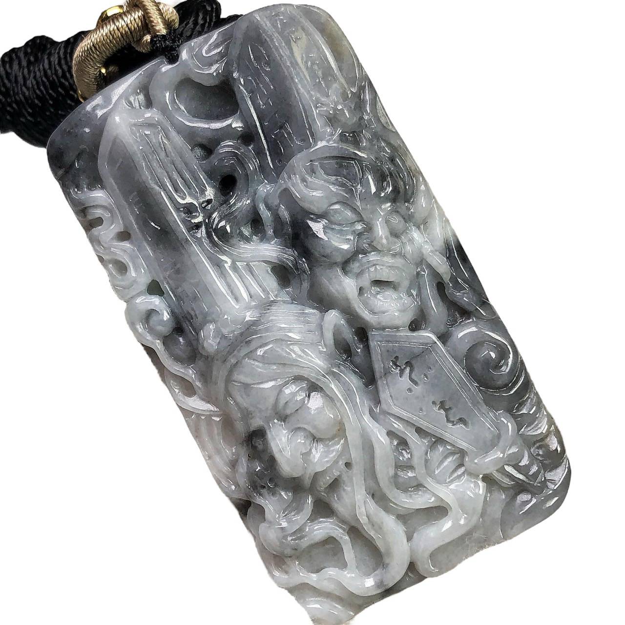 #753 Black and White Natural Translucent Burma Jadeite, Black and White Impermanence Pendant