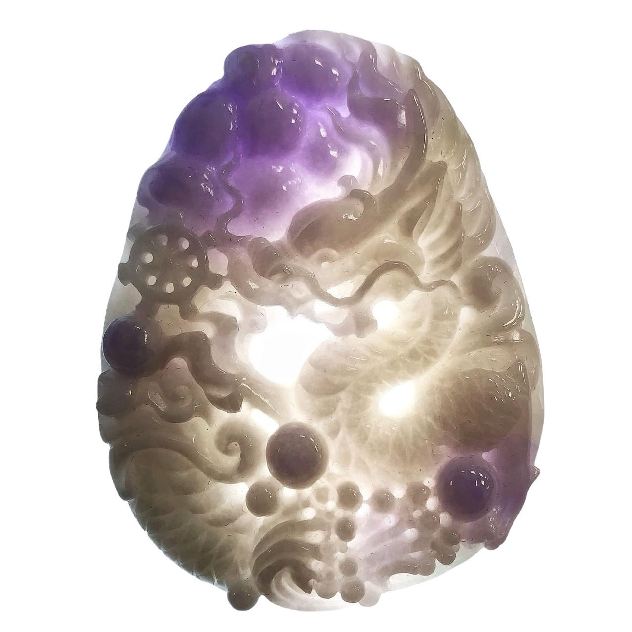 #615 Natural Lavender Burma Jadeite Dragon Pendant
