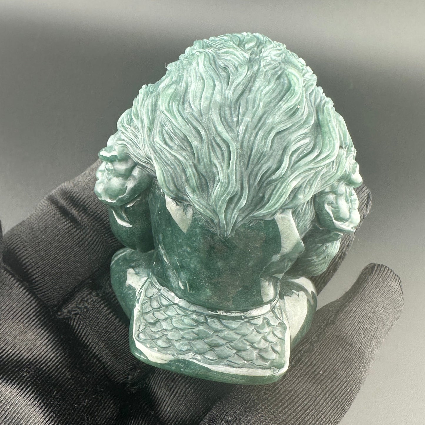 #928 Guatemala Jadeite Black Myth Wukong (Monkey King) Figurine/Sculpture