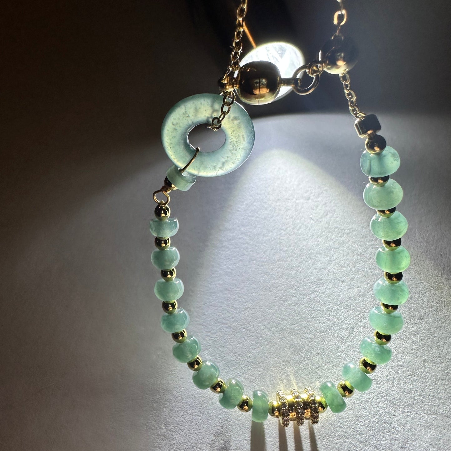 #99 Mason-Kay Certified Translucent Blue Water Guatemala Jadeite Jade Designer's Bead Bracelet