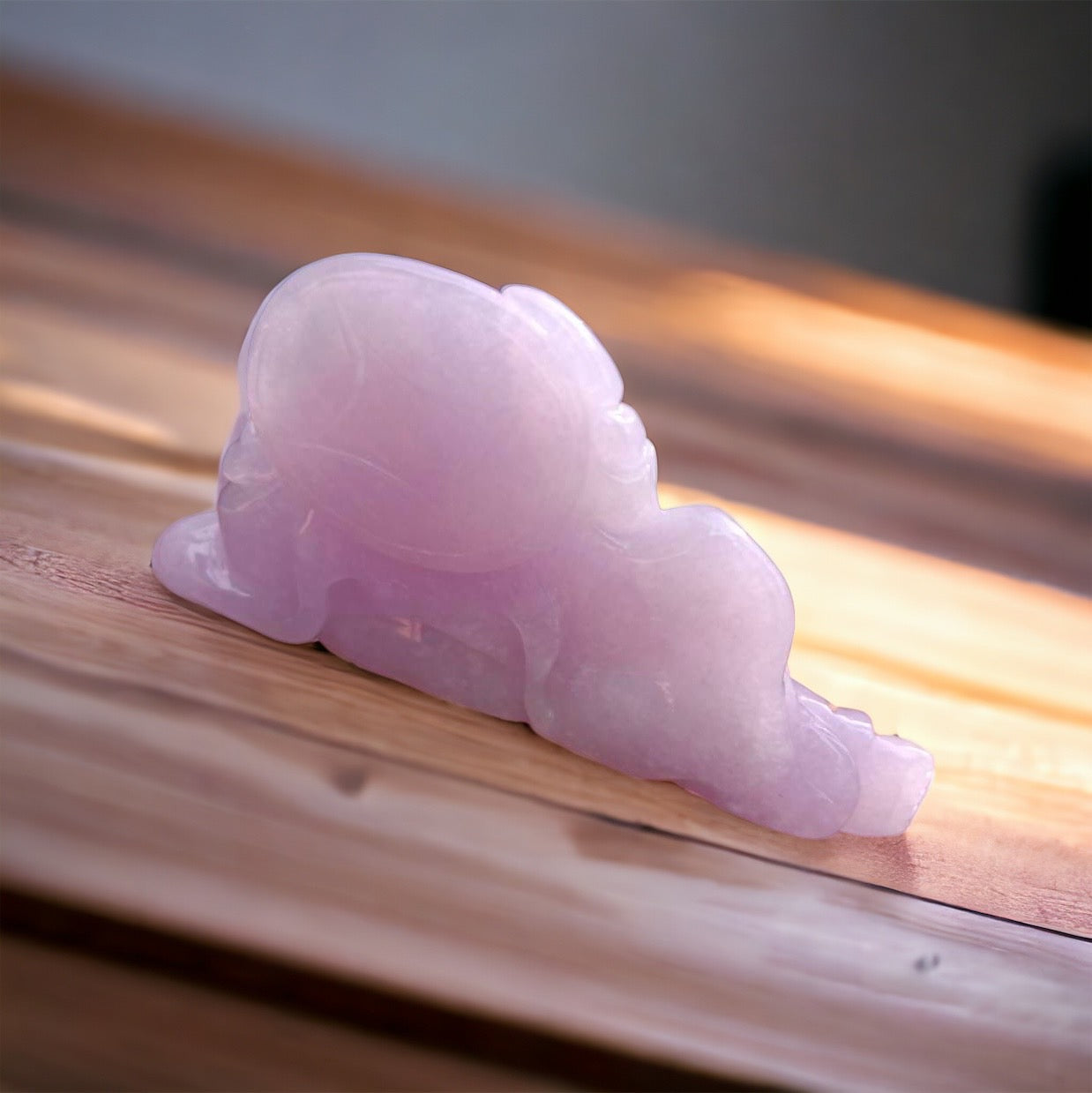 #363 GIA Certified Icy Translucent Lavender Burma Jadeite Jade Happy Buddha Figurine