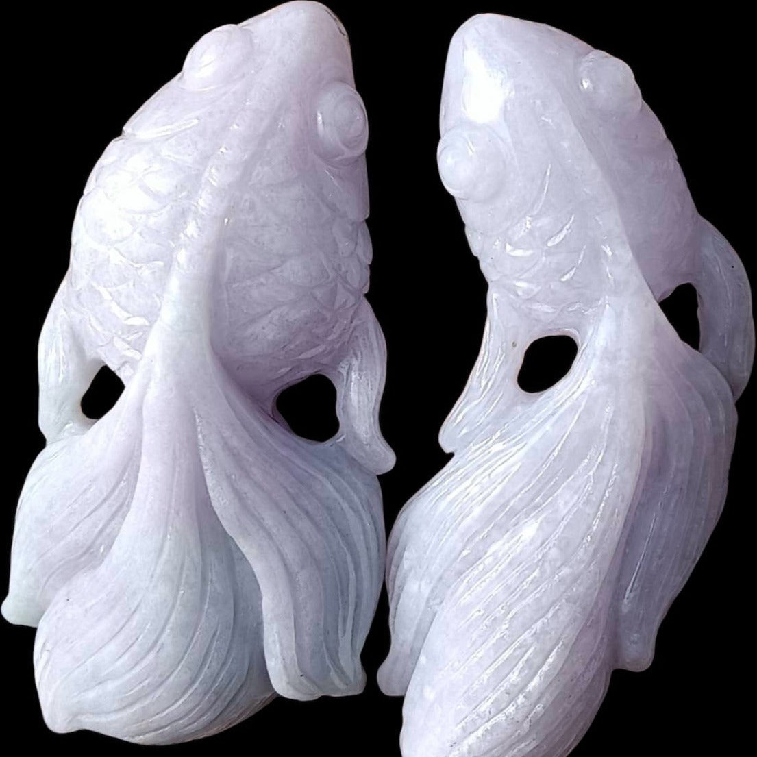 #179 Mason-Kay Certified Lavender Pisces/Paired Gold Fishes Pendants/Figurines