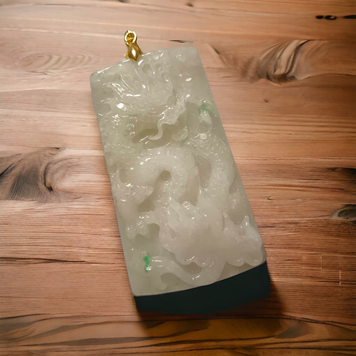#2 Mason-Kay Certified Natural Burma Jadeite Jade Dragon Pendant