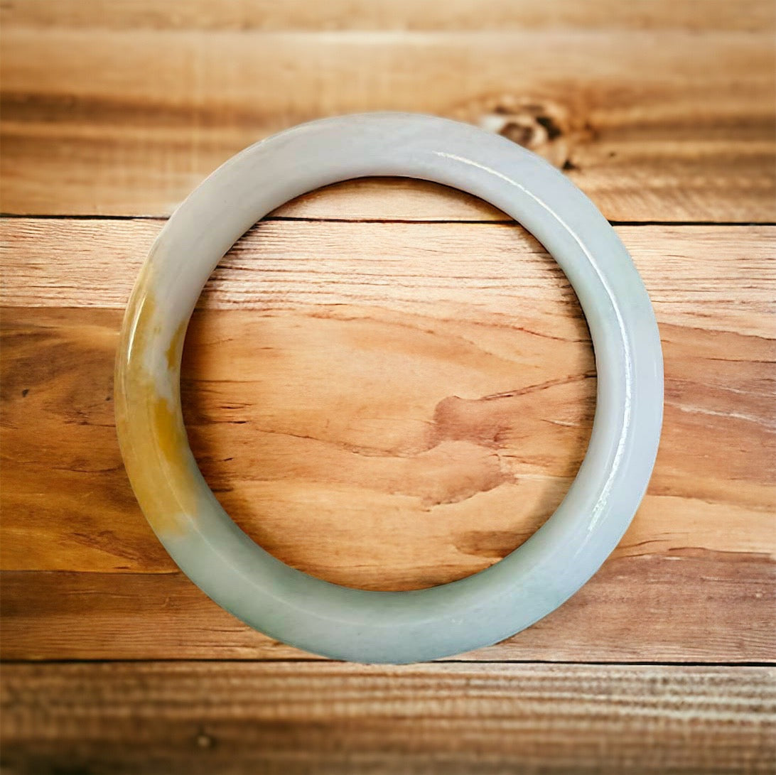 #750 WCMGTL Certified Natural Multi-Color Burma Jadeite Half-Round Bangle Bracelet (63x13.7x8.8 mm)