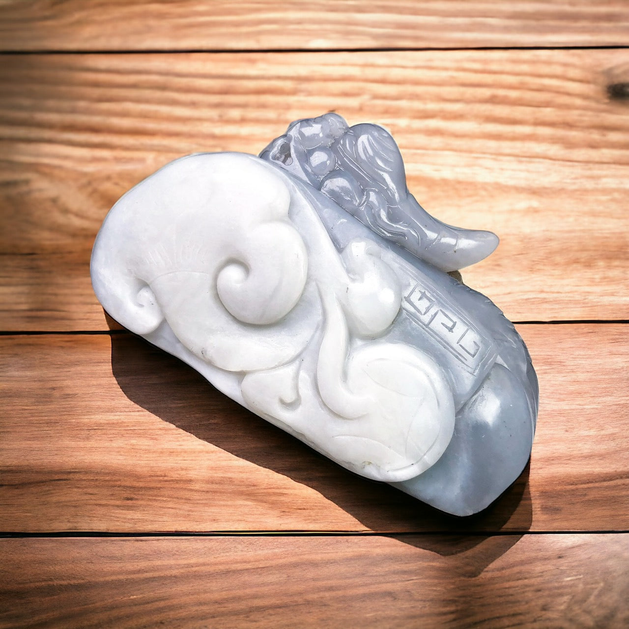 #102 Unique! GIA Certified Silver Purple Natural Nephrite Jade Pixiu Figurine