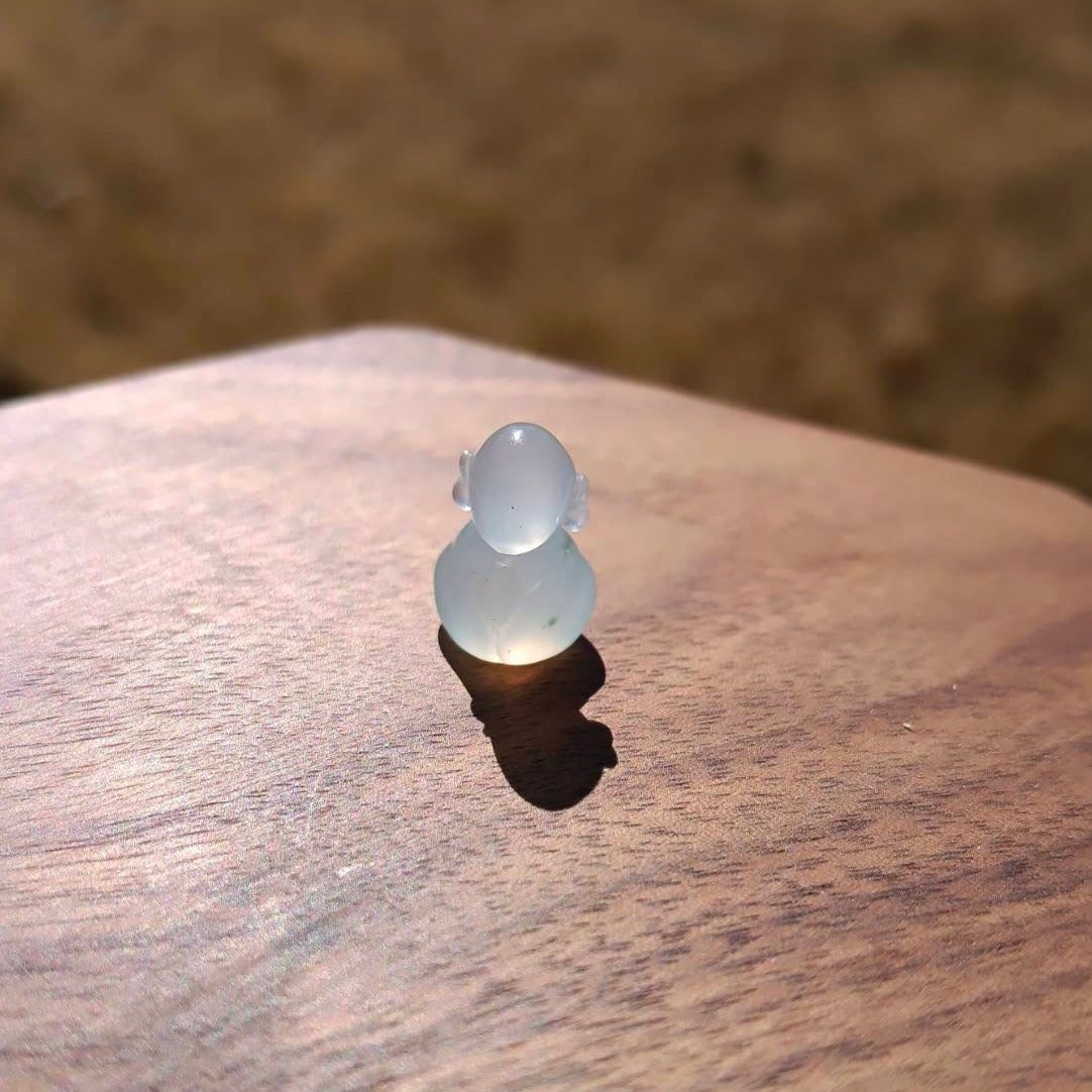 #116 GIA Certified Icy Translucent Natural Burma Jadeite Jade Formless Buddha Miniature Figurine