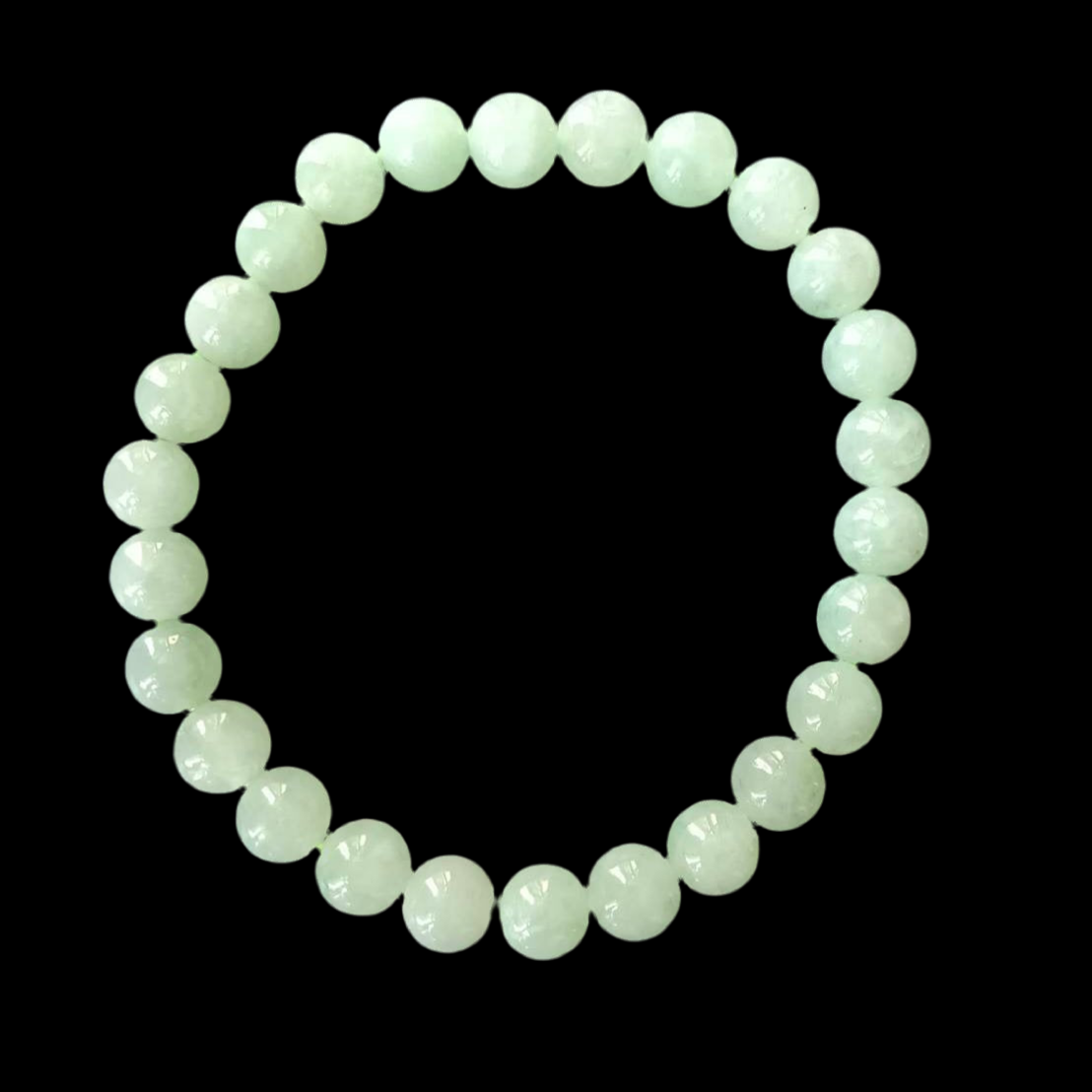 #799 AGL Certified Natural Light Green Round Beads Bracelet