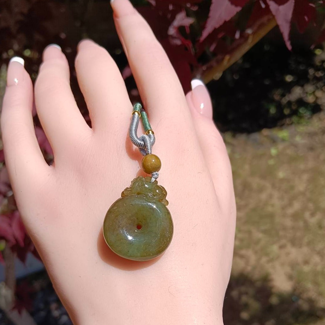 #10 Mason-Kay Certified Natural Yellow Jadeite Jade, Pixiu Peace Pendant