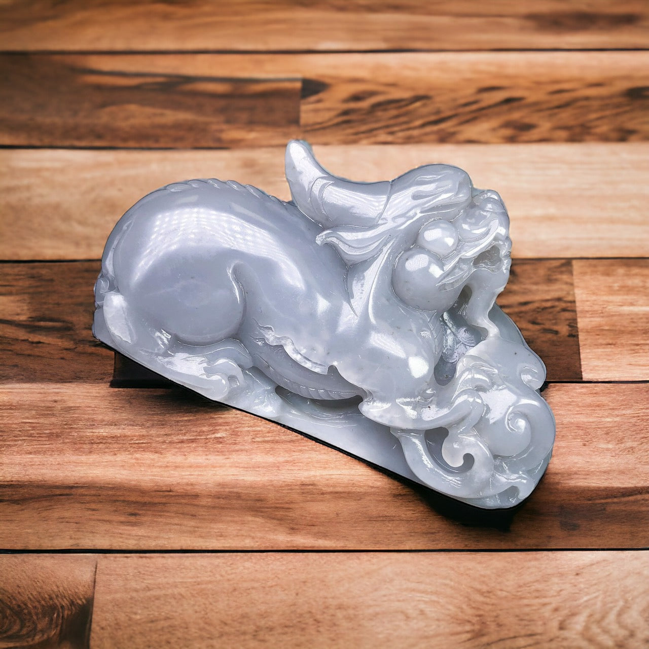 #102 Unique! GIA Certified Silver Purple Natural Nephrite Jade Pixiu Figurine