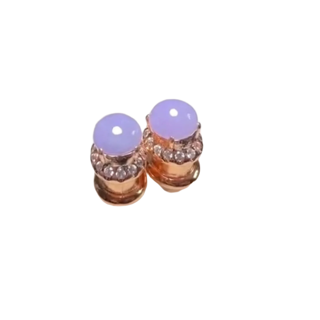 #118 GIA-Certified Icy Translucent Lavender Burma Jadeite Jade Cabochons for Customized Earrings
