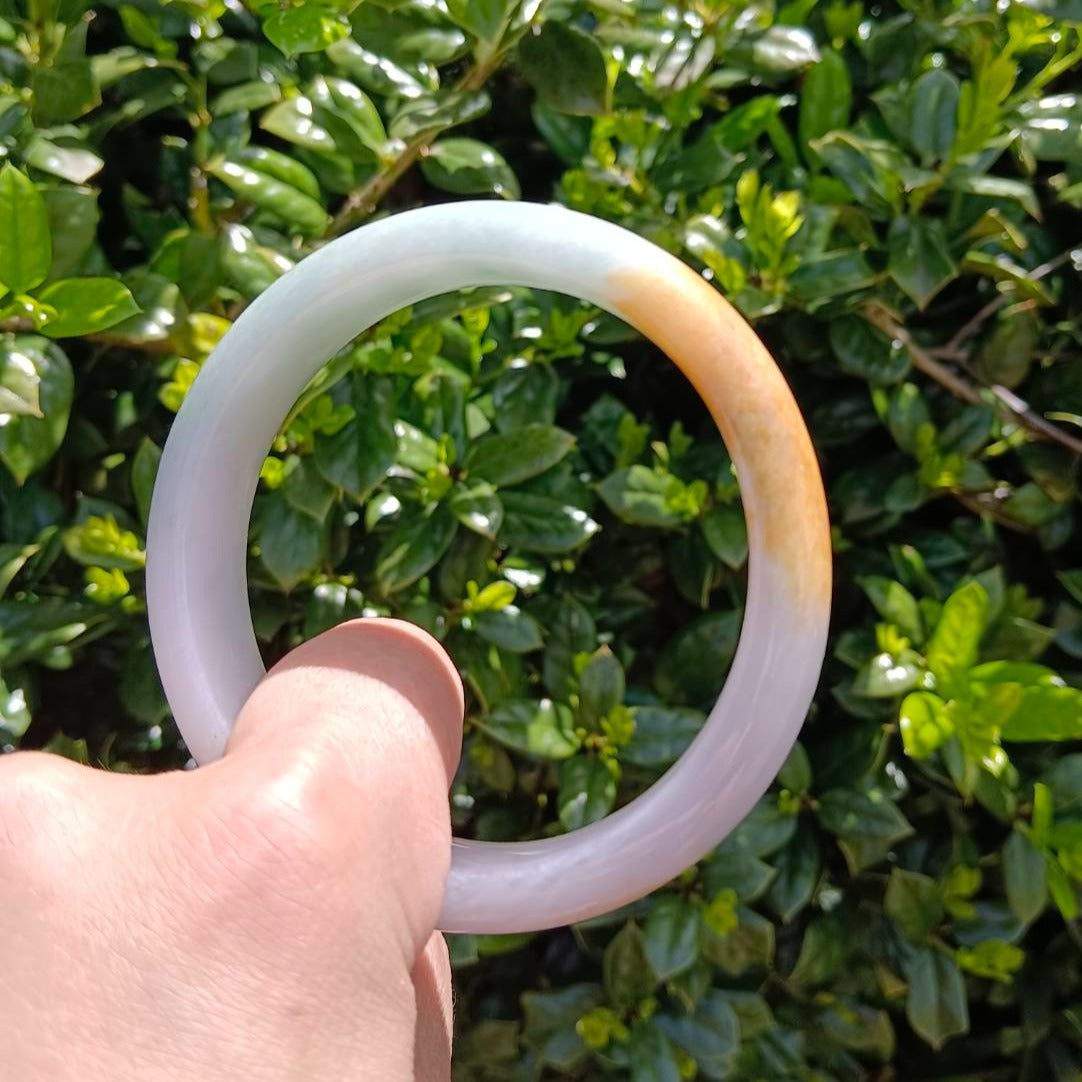 #750 WCMGTL Certified Natural Multi-Color Burma Jadeite Half-Round Bangle Bracelet (63x13.7x8.8 mm)