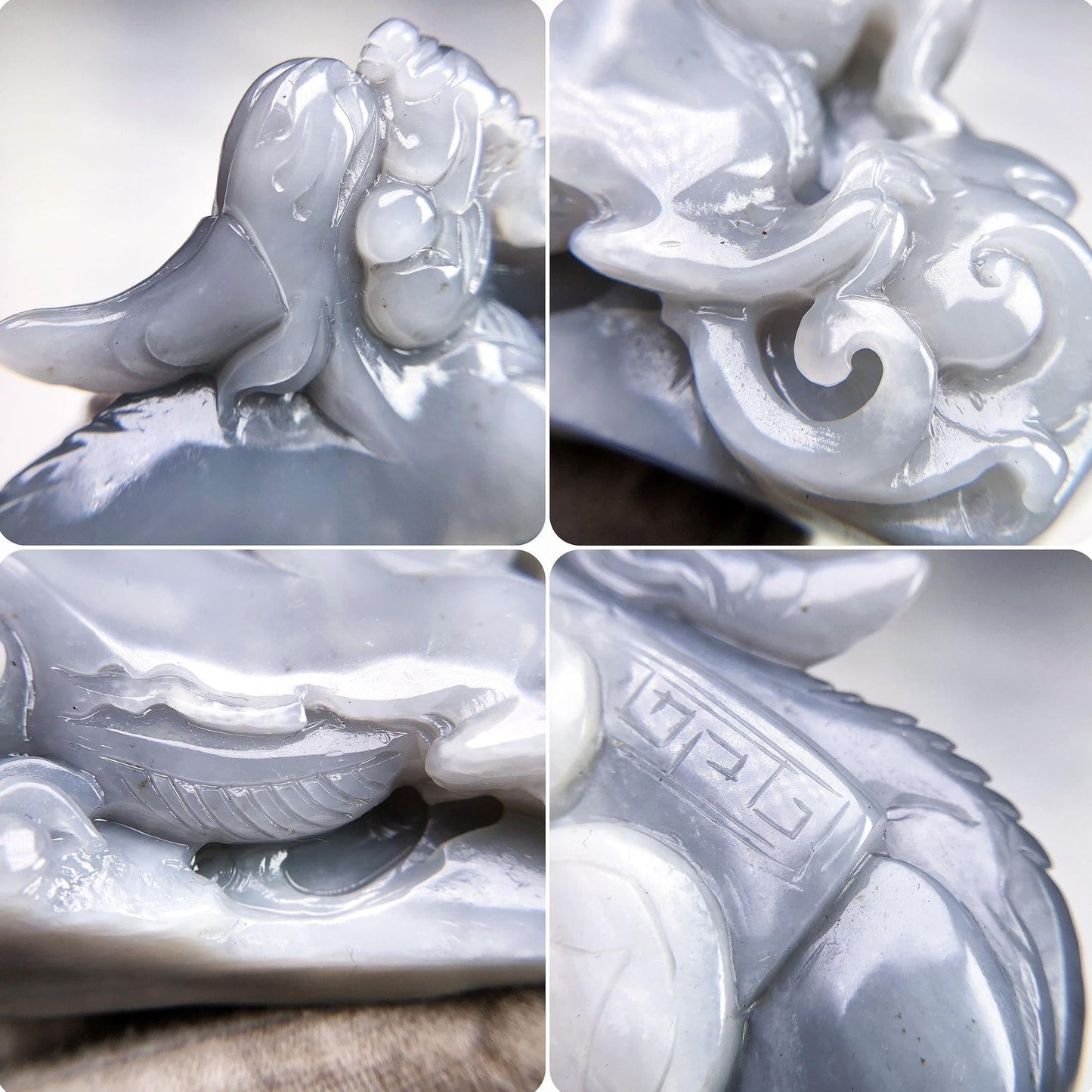 #102 Unique! GIA Certified Silver Purple Natural Nephrite Jade Pixiu Figurine
