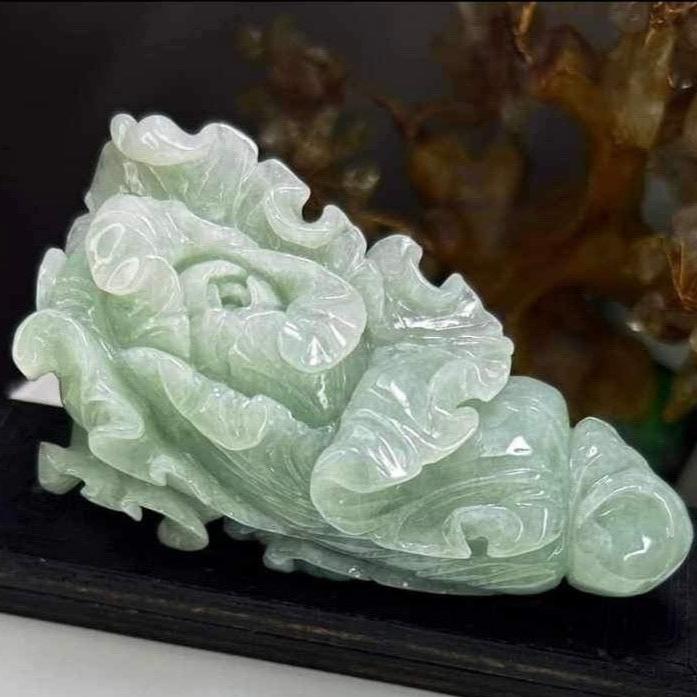 #945 Natural Translucent Burma Jadeite, Cabbage Display Piece