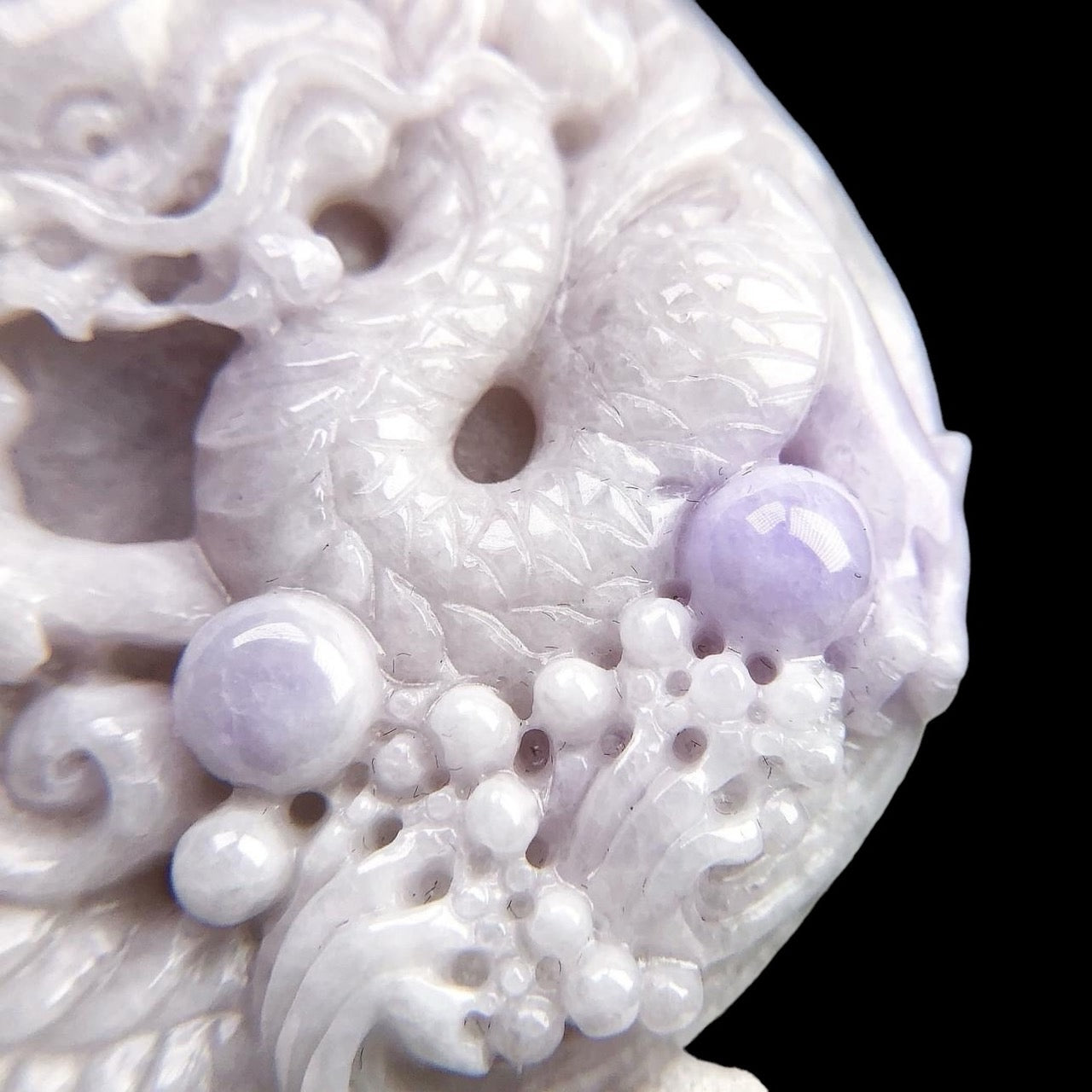 #615 Natural Lavender Burma Jadeite Dragon Pendant