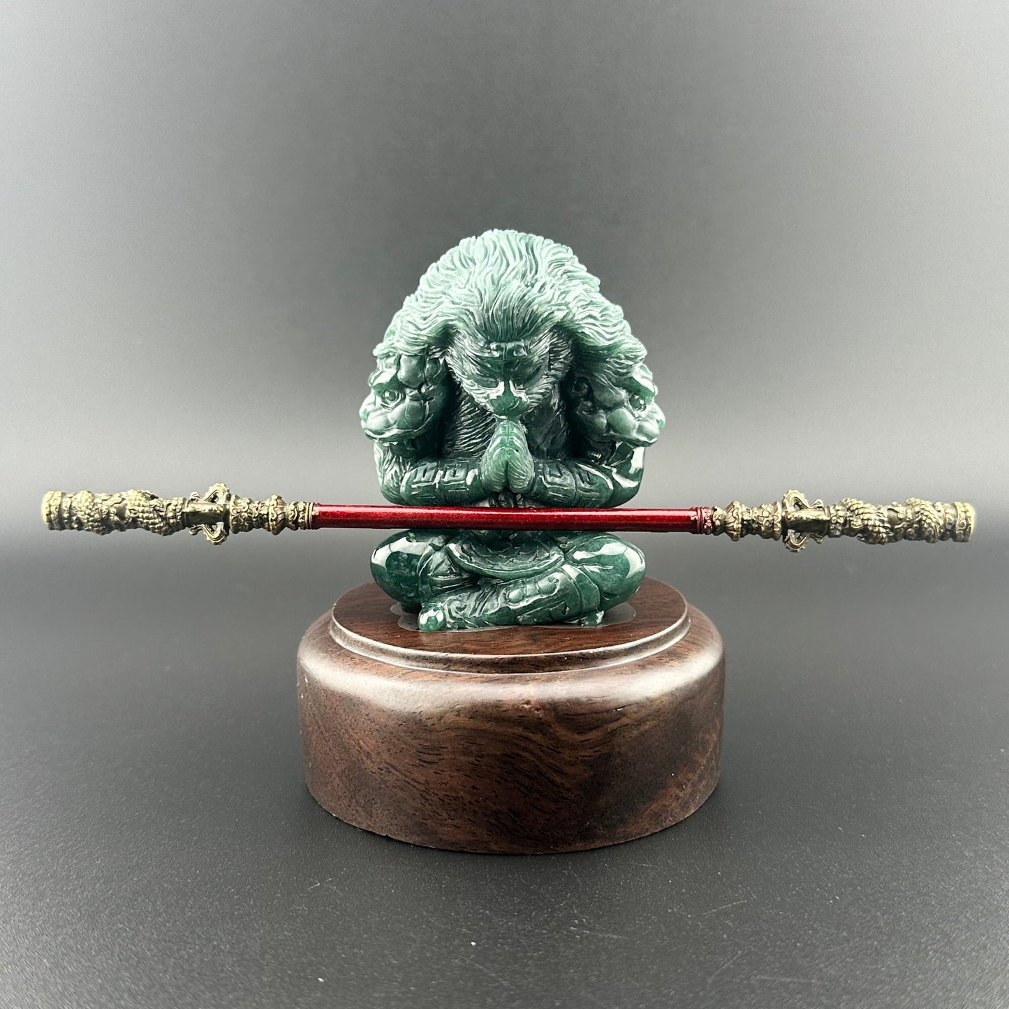 #928 Guatemala Jadeite Black Myth Wukong (Monkey King) Figurine/Sculpture
