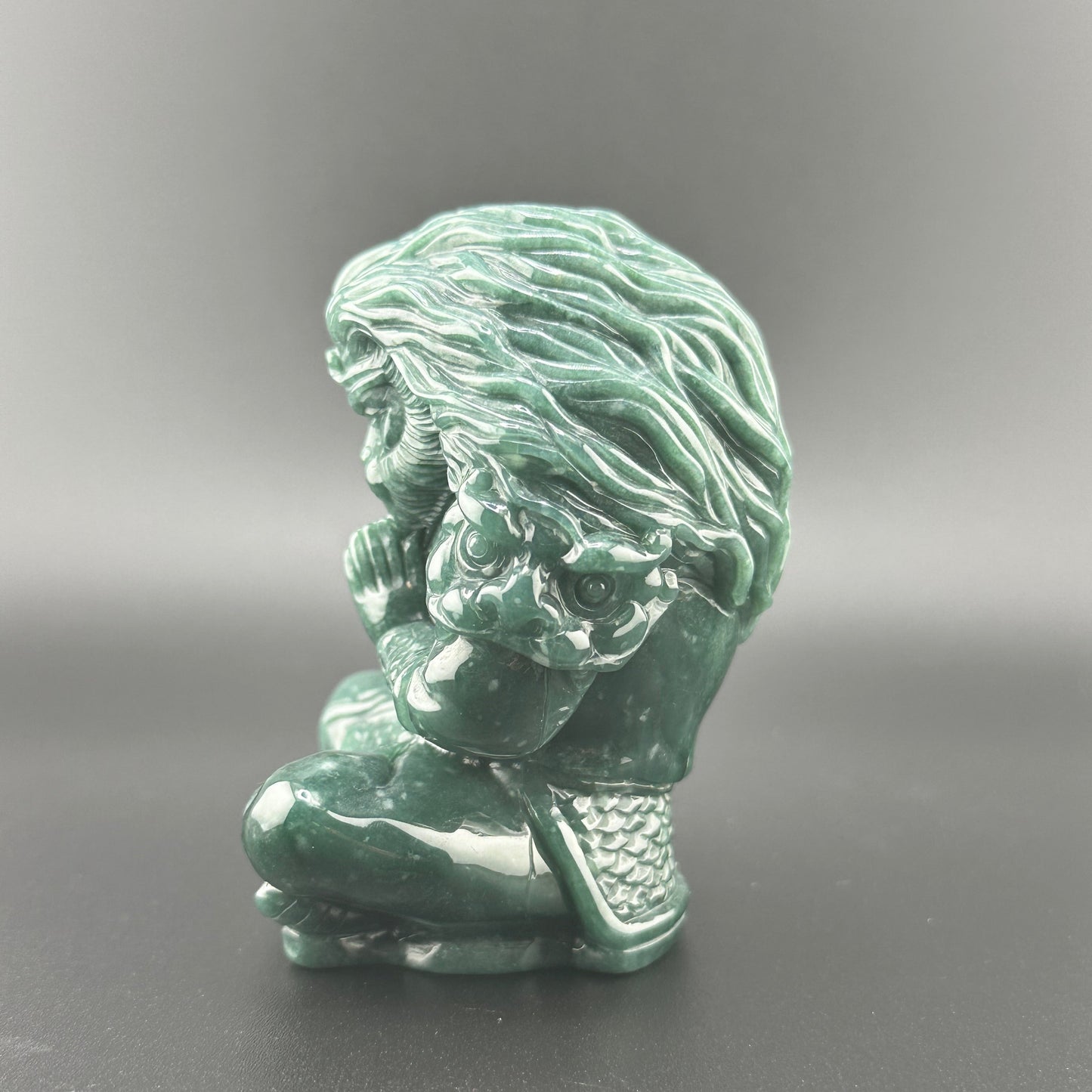 #838 Guatemala Jadeite Black Myth Wukong (Monkey King) Figurine/Sculpture