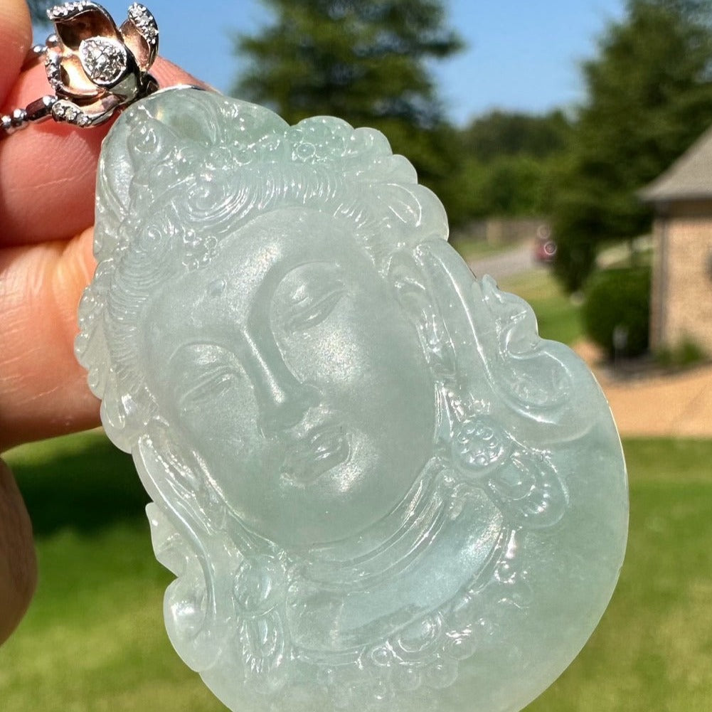#122 Rare GIA-Certified Natural Burma Jadeite Jade Guanyin Pendant