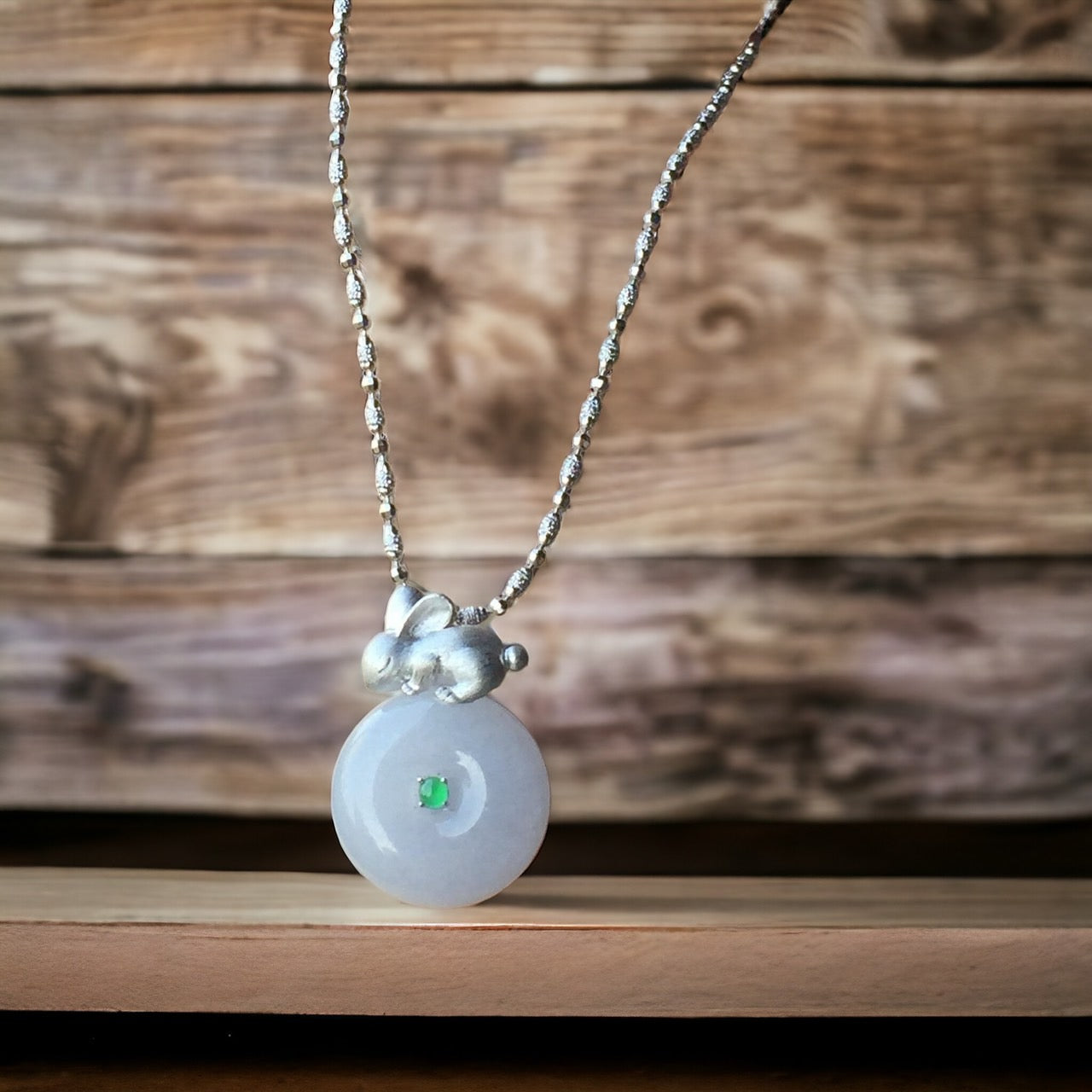 #757 GIA Certified Natural Lavender Burma Jadeite Thick Ping-An-Kou / Donut Pendant
