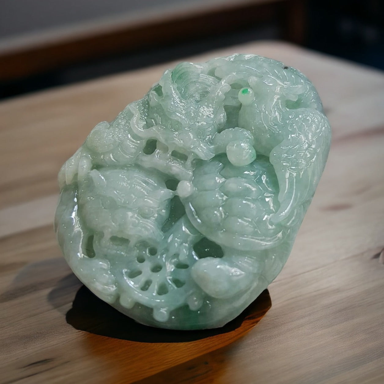 #133 GIA Certified Apple Green Burma Jadeite Jade Four Guardians Pendant