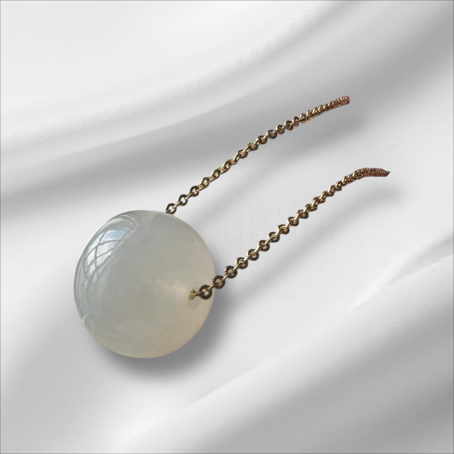 #847 AGL Certified Natural Semi-Transparent White Burma Jadeite, Rondelle Bead Necklace (15x12.7 mm)