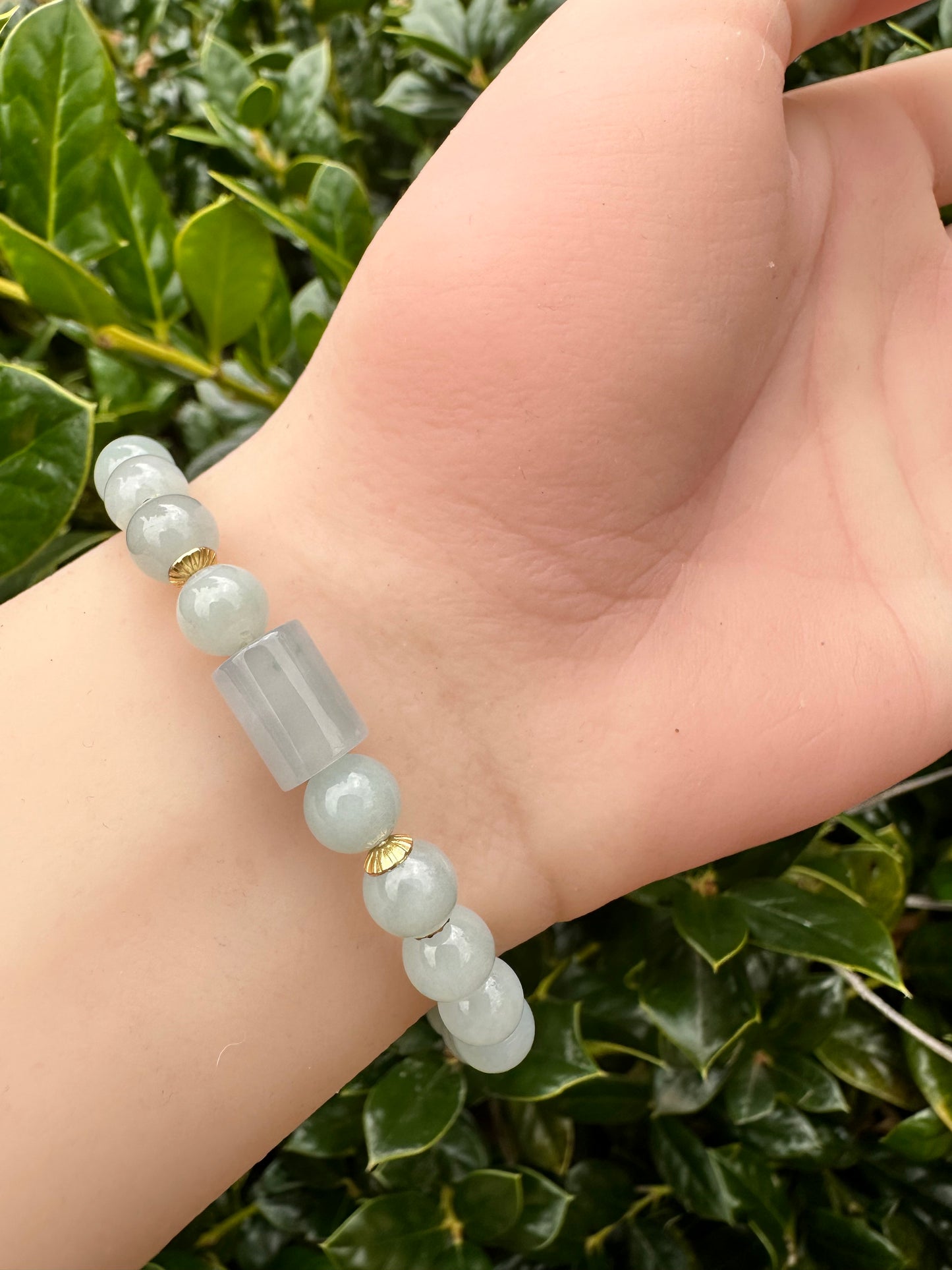 #92 Mason-Kay Certified Purple/Sky Blue Burma Translucent Jadeite Bead Bracelet, 7+mm