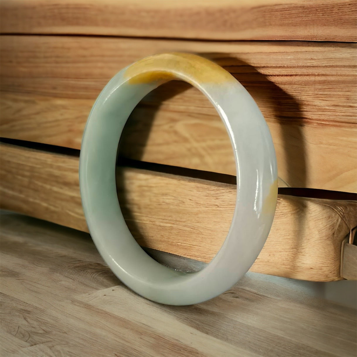 #750 WCMGTL Certified Natural Multi-Color Burma Jadeite Half-Round Bangle Bracelet (63x13.7x8.8 mm)