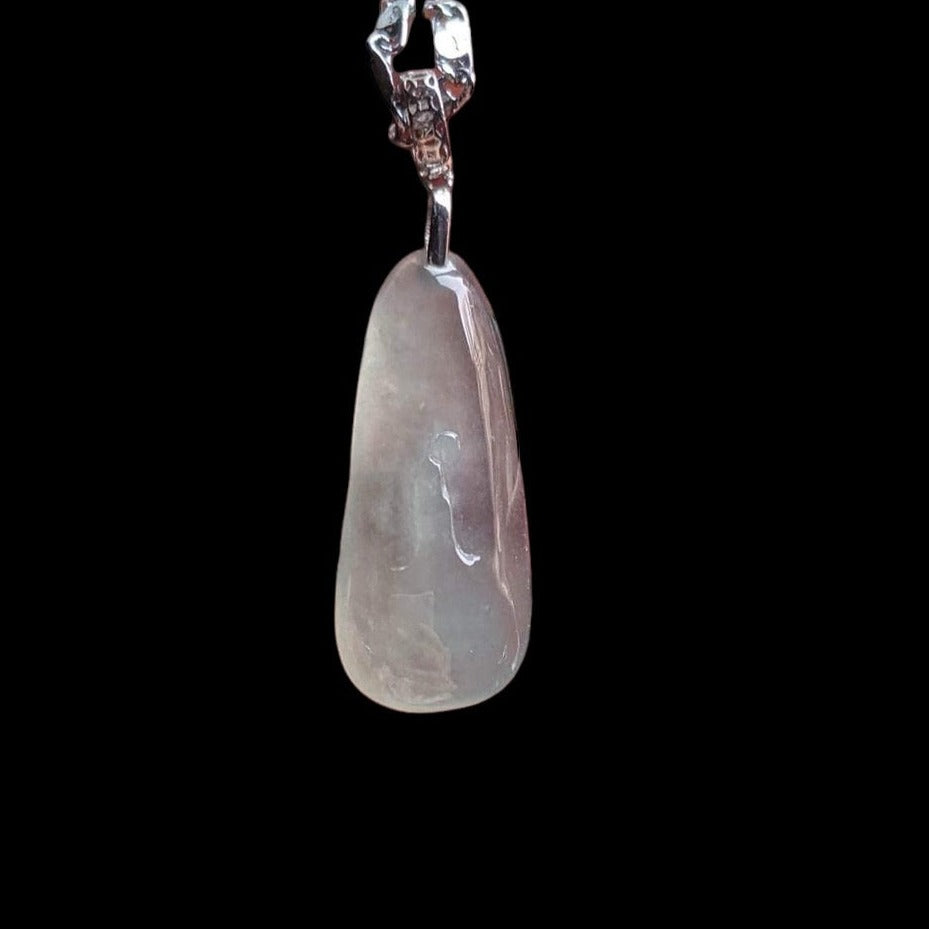 #216 GIA Certified Icy Blue Translucent Burma Jadeite Jade Enlightenment Pendant with 18K White Gold Bail