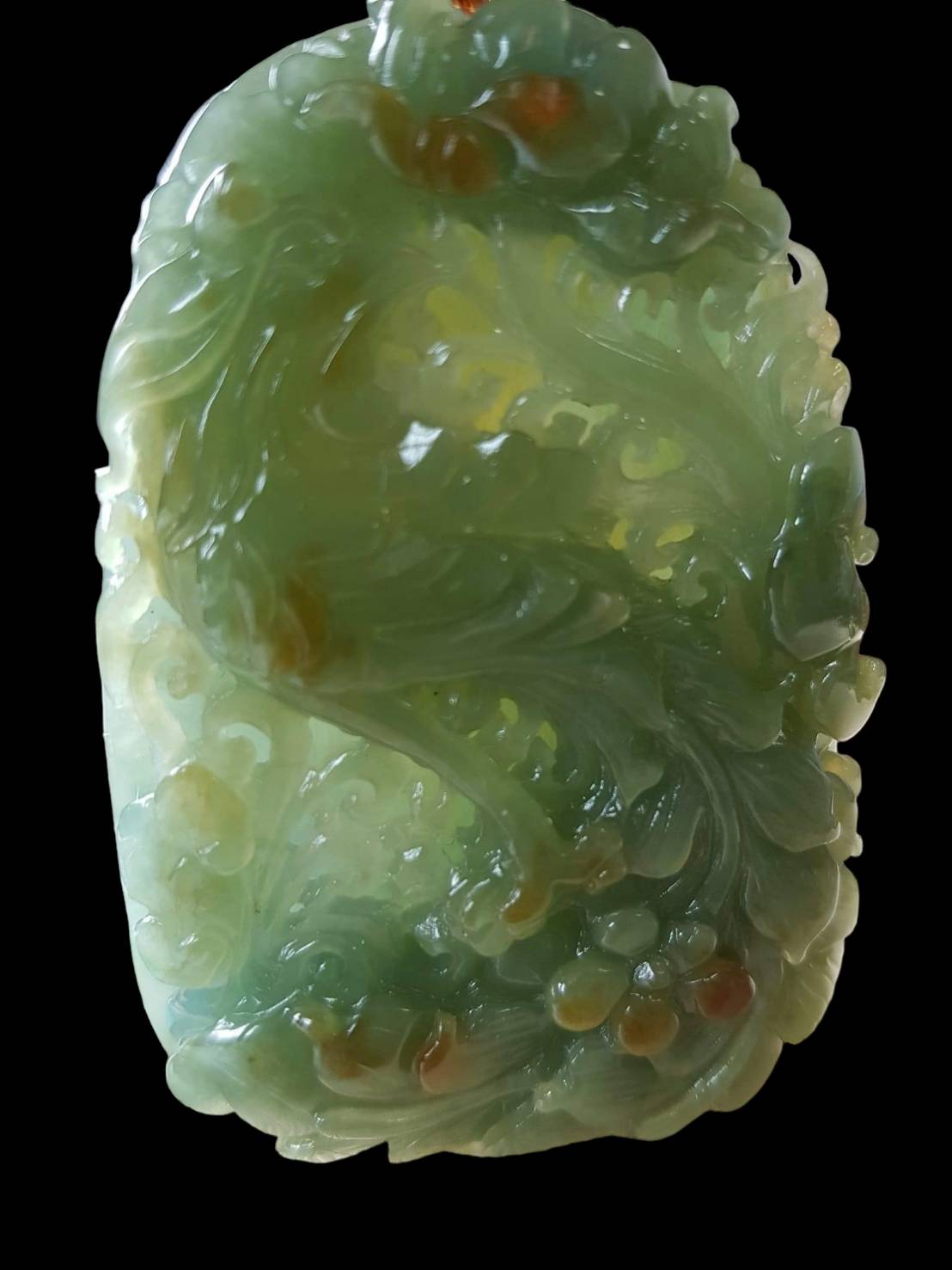 #814 AGL Certified Natural Green and Yellow Burma Jadeite Phoenix Pendant