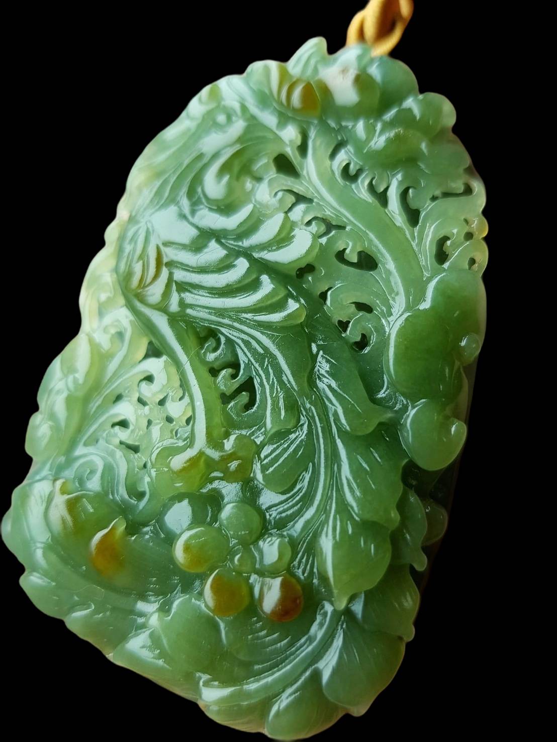 #814 AGL Certified Natural Green and Yellow Burma Jadeite Phoenix Pendant