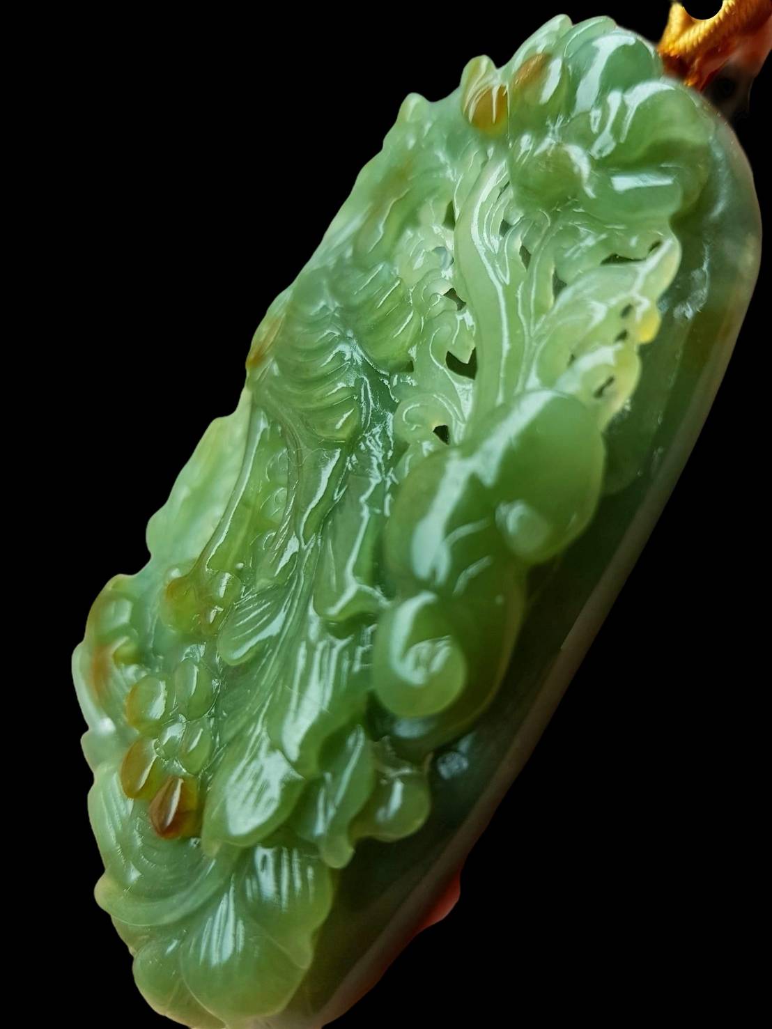 #814 AGL Certified Natural Green and Yellow Burma Jadeite Phoenix Pendant