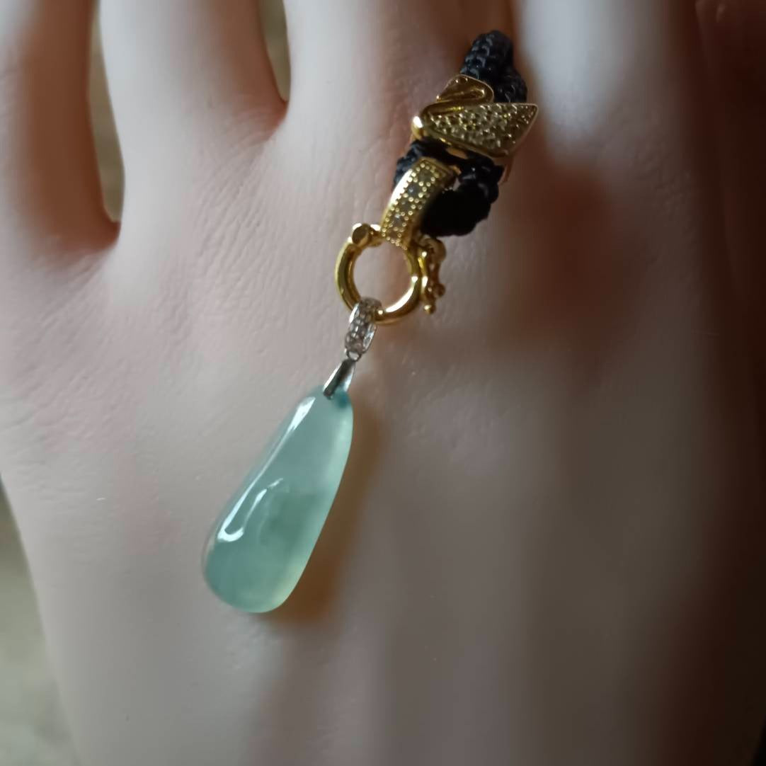 #216 GIA Certified Icy Blue Translucent Burma Jadeite Jade Enlightenment Pendant with 18K White Gold Bail