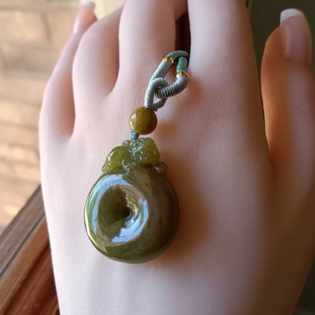 #10 Mason-Kay Certified Natural Yellow Jadeite Jade, Pixiu Peace Pendant