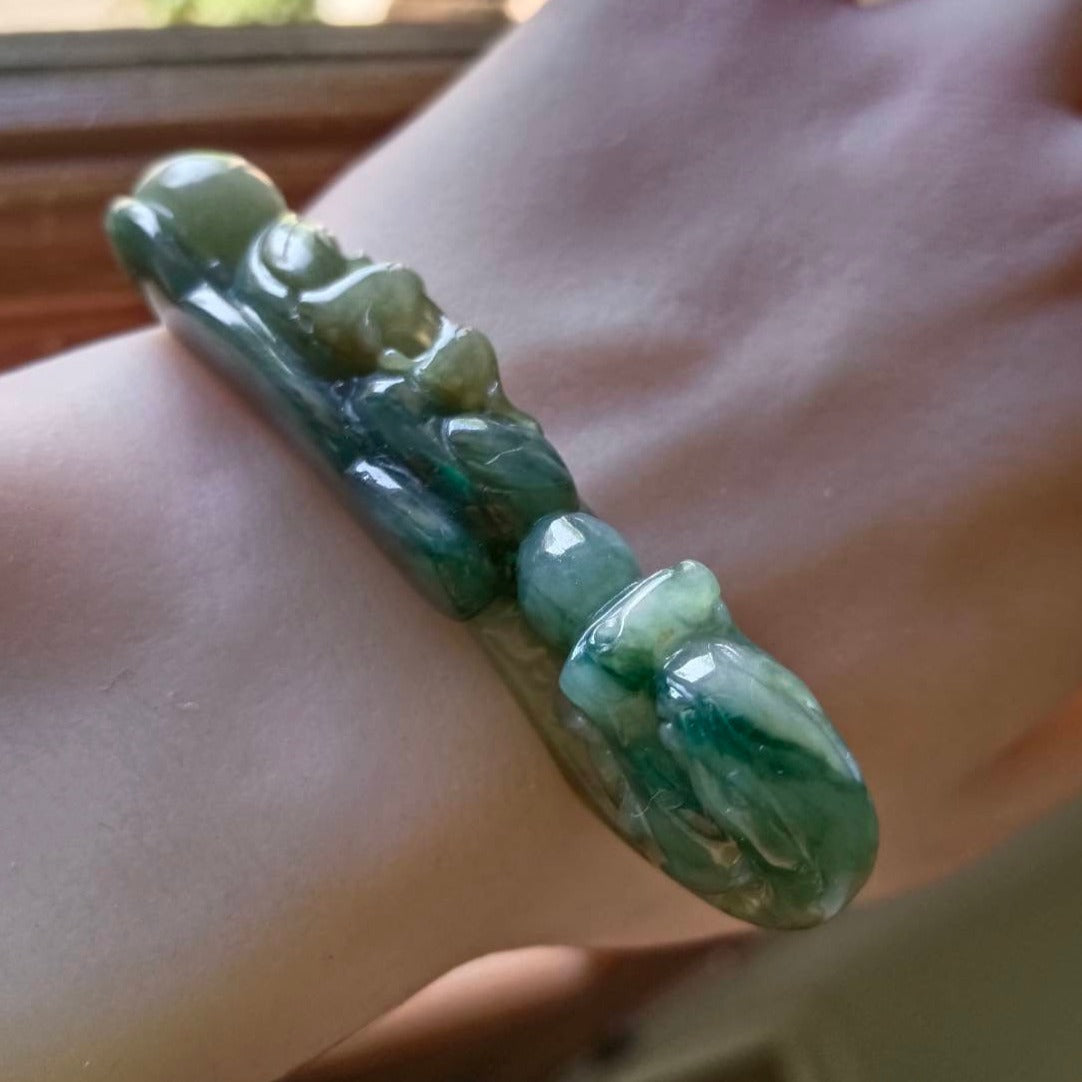 #305 Mason-Kay Certified Burma Jadeite Jade Mandarin-Ducks Dragon Hook (鴛鴦龍勾) Figurine
