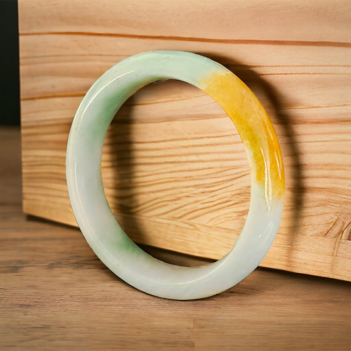 #750 WCMGTL Certified Natural Multi-Color Burma Jadeite Half-Round Bangle Bracelet (63x13.7x8.8 mm)