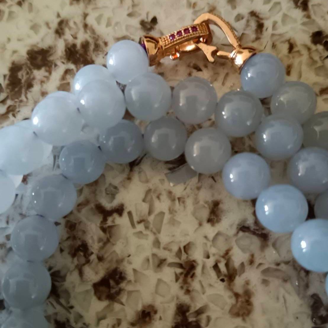 #716 Elegant Icy Translucent Lavender Burma Jadeite Jade Bead Necklace, 8 mm