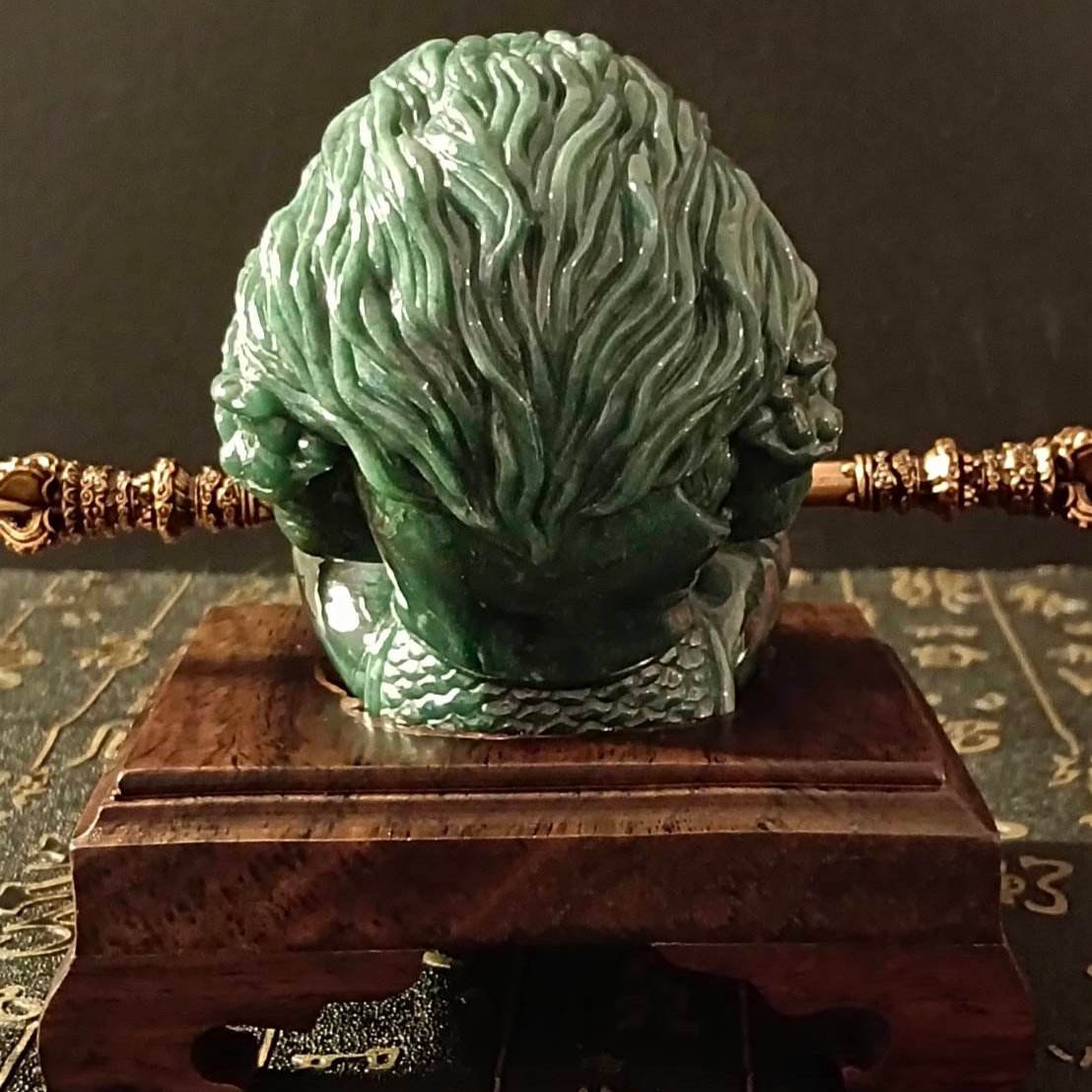 #838 Guatemala Jadeite Black Myth Wukong (Monkey King) Figurine/Sculpture