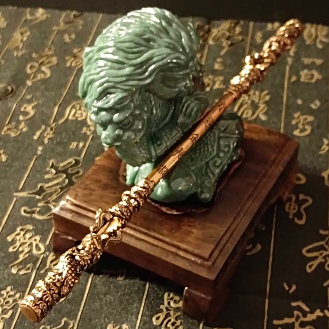 #838 Guatemala Jadeite Black Myth Wukong (Monkey King) Figurine/Sculpture