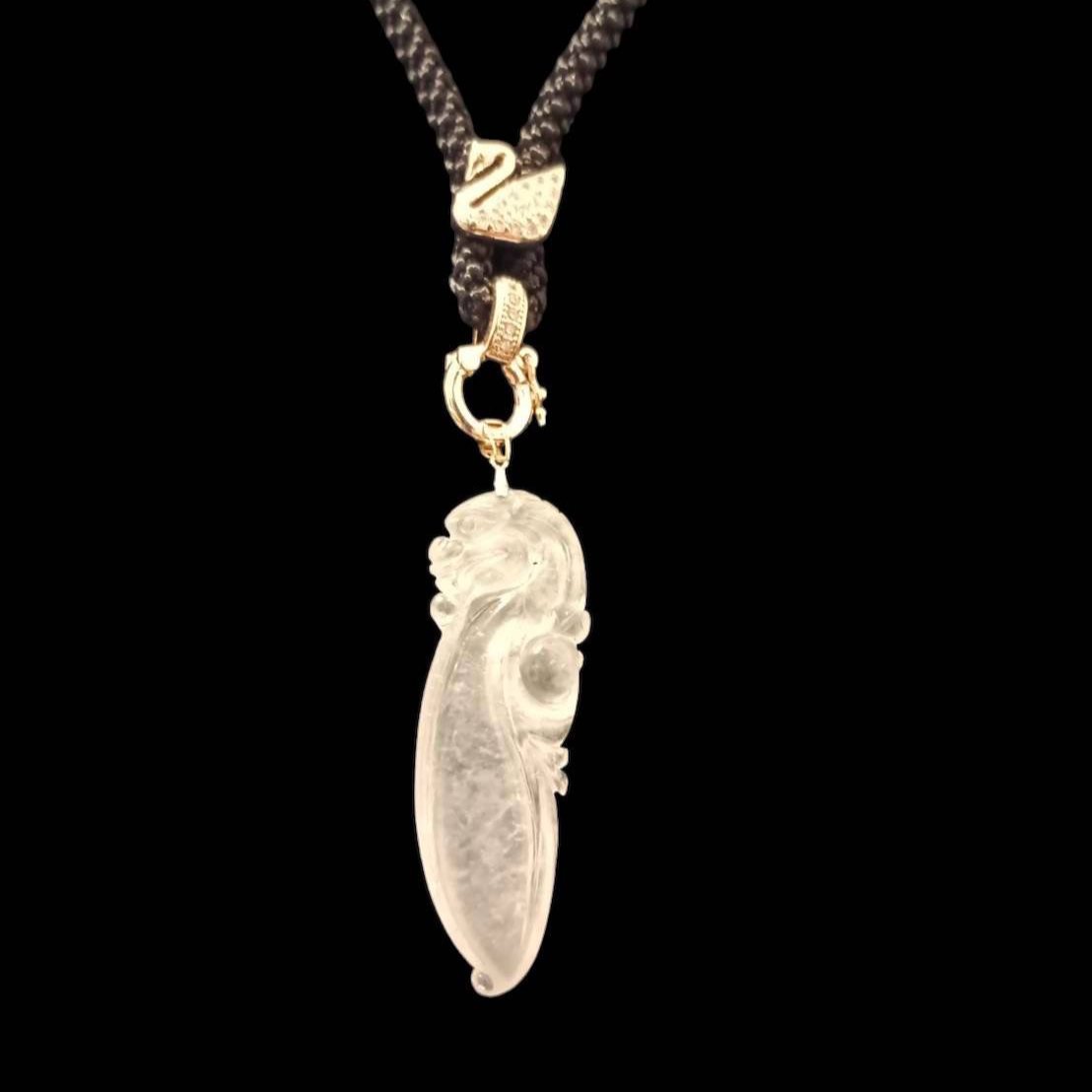 #121 GIA Certified Icy Semi-Transparent Burma Jadeite Jade, Dragon Pendant