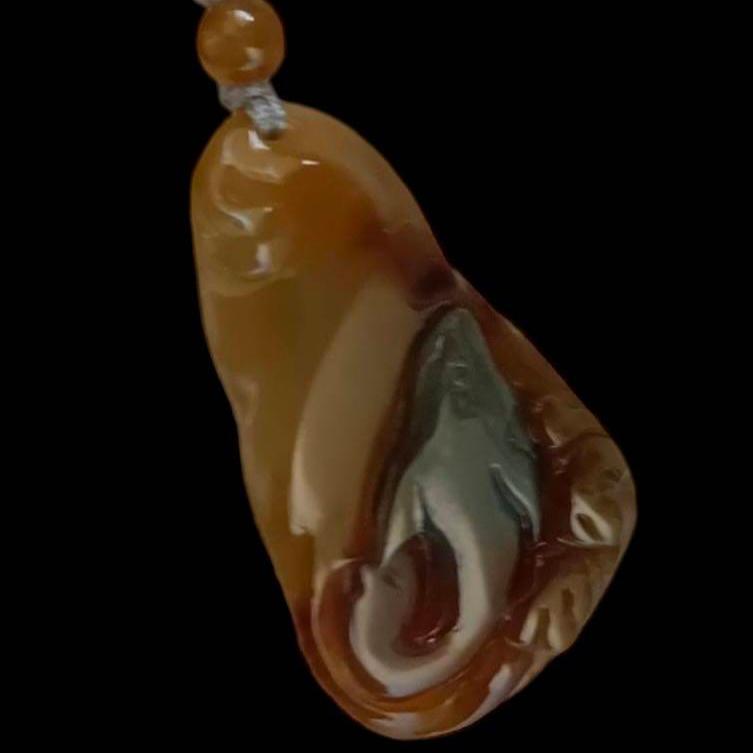 #829 Blue and Red Burma Jadeite, Dolphin Pendant