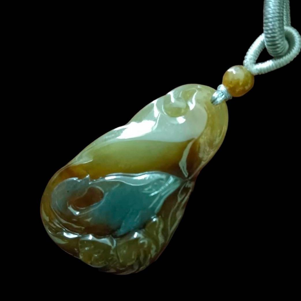 #829 Blue and Red Burma Jadeite, Dolphin Pendant