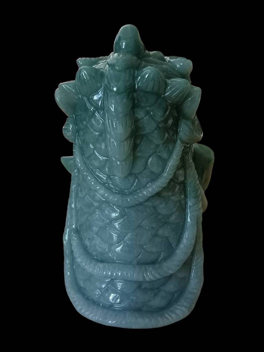 #827 Natural Guatemala Jadeite, Cat Dressed in Lion Costume Holding a Fish Figurine/Display