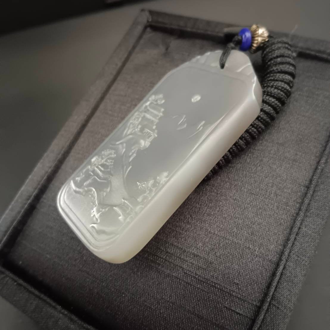 #864 AGL Certified Lavender Hetian Nephrite Jade, Landscape Pendant