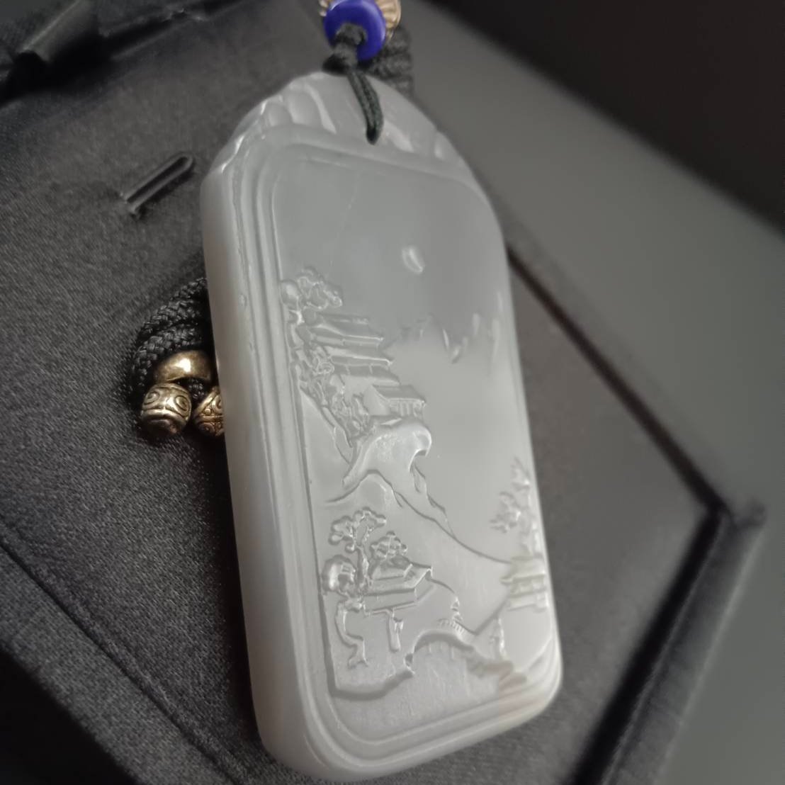 #864 AGL Certified Lavender Hetian Nephrite Jade, Landscape Pendant