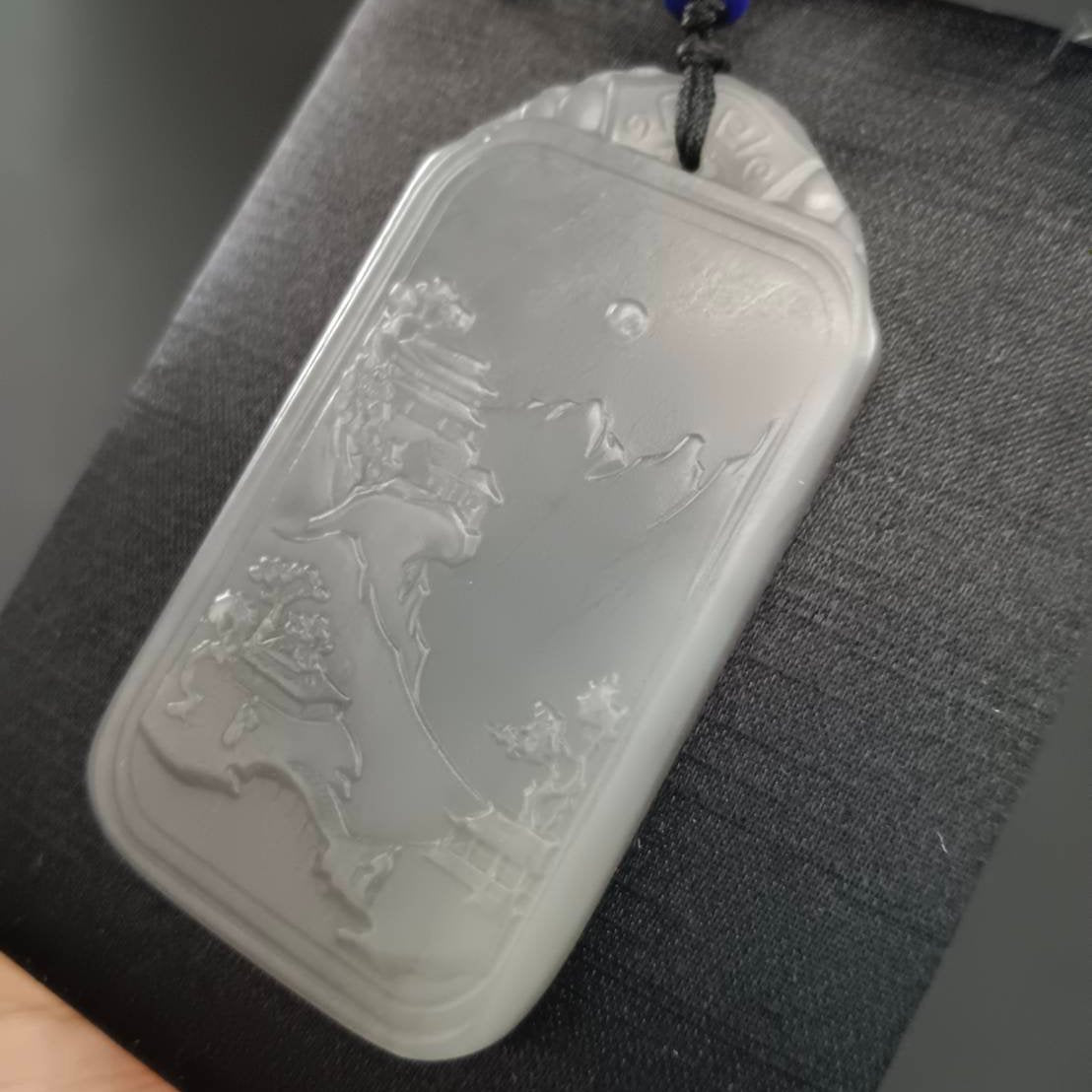 #864 AGL Certified Lavender Hetian Nephrite Jade, Landscape Pendant