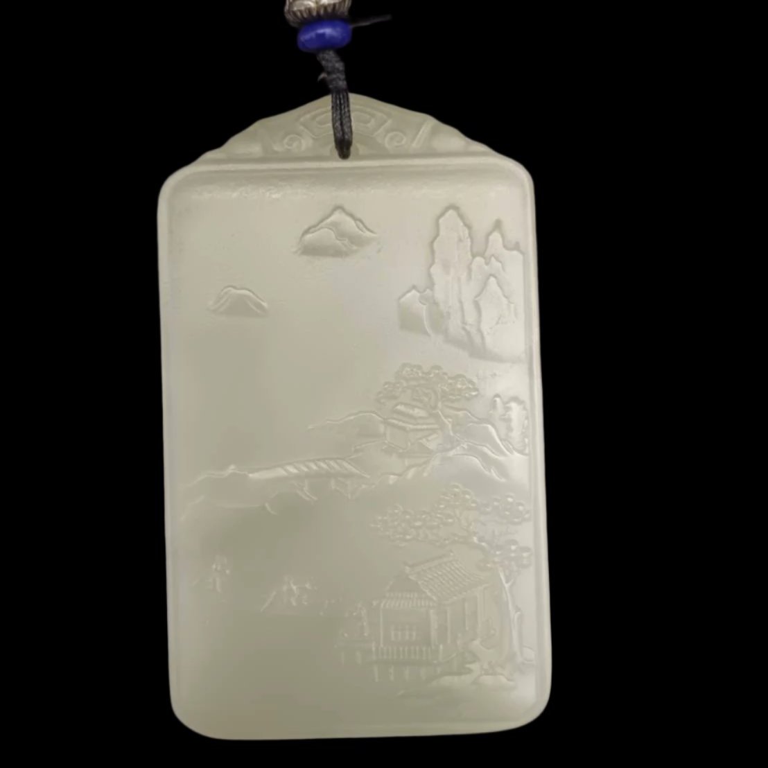 #861 AGL Certified Hetian Nephrite Jade, Lake View Pendant