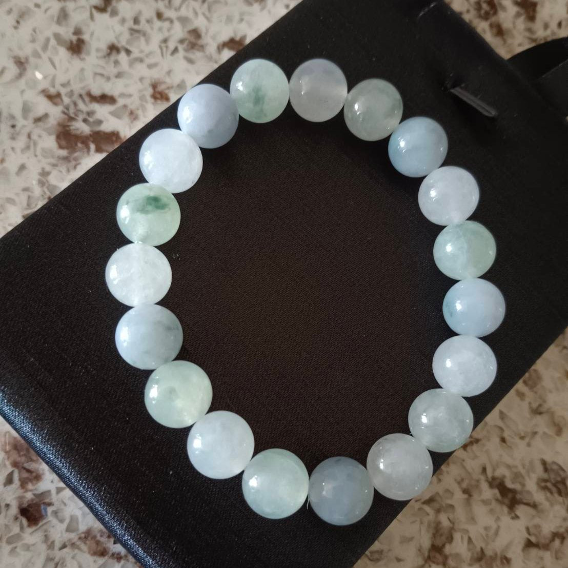 #186 GIA Certified Natural Burma Icy Translucent Morandi-Colors Jadeite Round Bead Bracelet, 10+ mm
