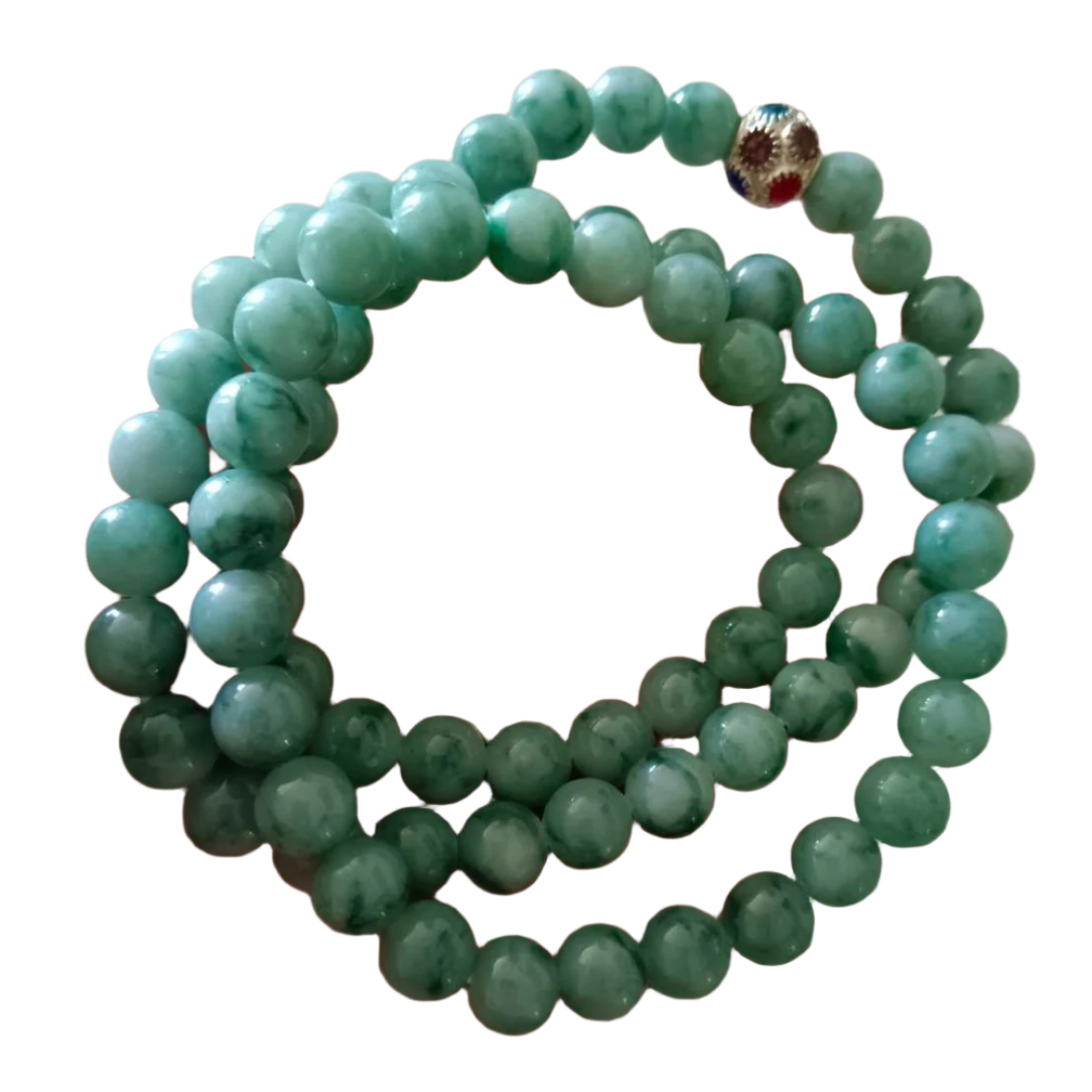 #686 Natural Burma Jadeite Green Bead Necklace, 8.4~8.7 mm